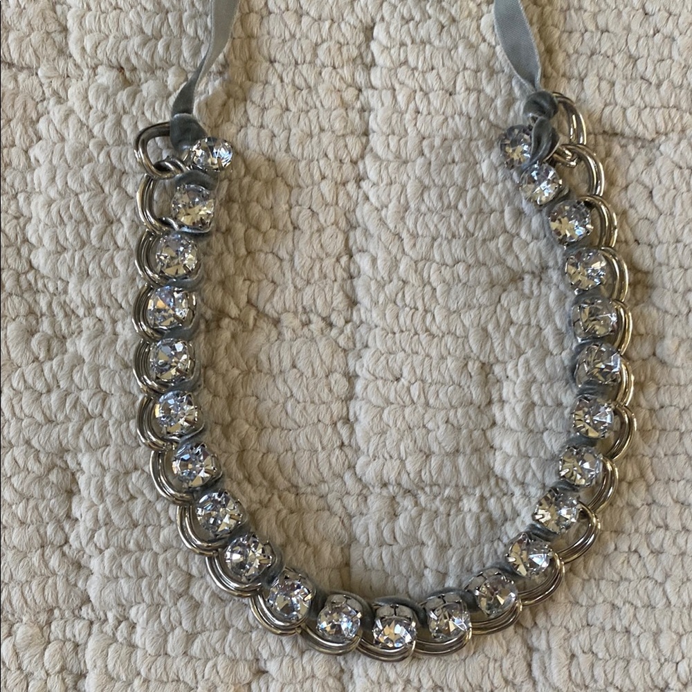 Elegant Silver Necklace with Ribbon